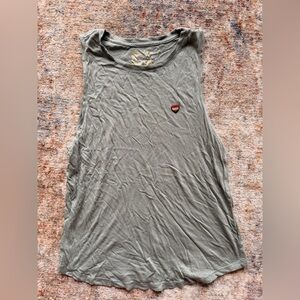 Spiritual Gangster Green Tank Top with Heart Patch